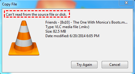 Can't Read from Source File or Disk