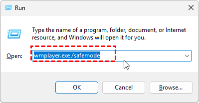 Run Windows Media Player In Safe Mode