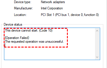 The Device Cannot Start Code 10 The Requested Operation Was Unsuccessful