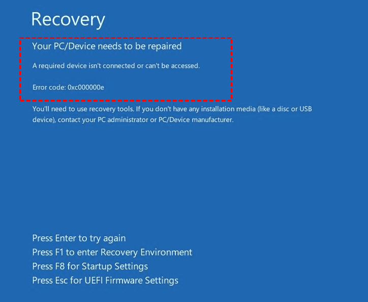 Your PC/Device Needs to Be Repaired Error 0xc000000e